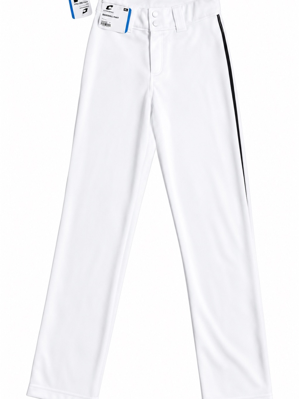 Champro Kids White Baseball Pants with Black Side Stripe